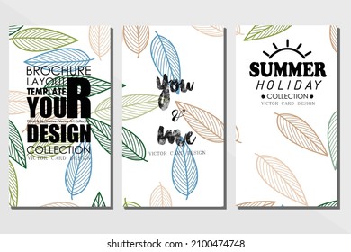 Card template leaf pattern vector illustration design wallpaper background collection