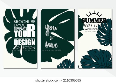 Card template leaf pattern vector illustration design wallpaper background collection