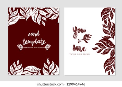 Card template leaves vector illustration design