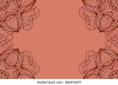 Card template with mandala border element. design with floral geometric pattern. vector illustration. brown color.