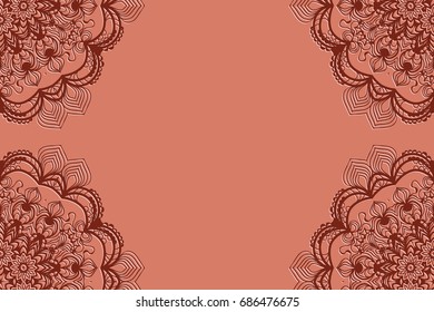 Card template with mandala border element. design with floral geometric pattern. vector illustration. brown color.