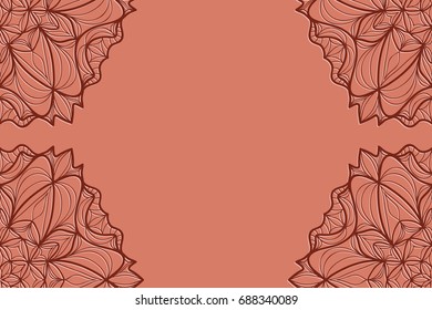 Card template with mandala border element. design with floral geometric pattern. vector illustration. brown color.