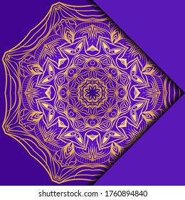 Plantilla De Tarjeta Con Patrón De Mandala. Para tarjeta de visita, clase de meditación. Ilustración. Vector