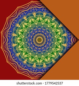 Kartenvorlage mit Mandala-Muster. Für Visitenkarte, Meditationsklasse. Illustration. Vektorgrafik