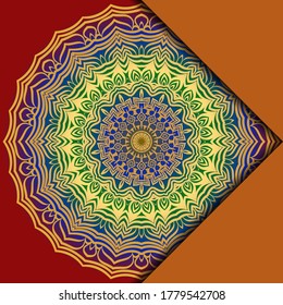 Plantilla De Tarjeta Con Patrón De Mandala. Para tarjeta de visita, clase de meditación. Ilustración. Vector