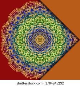 Plantilla De Tarjeta Con Patrón De Mandala. Para tarjeta de visita, clase de meditación. Ilustración. Vector