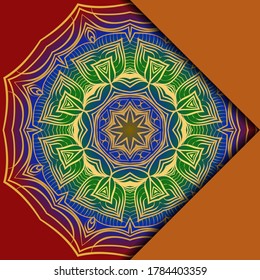 Plantilla De Tarjeta Con Patrón De Mandala. Para tarjeta de visita, clase de meditación. Ilustración. Vector