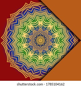 Plantilla De Tarjeta Con Patrón De Mandala. Para tarjeta de visita, clase de meditación. Ilustración. Vector