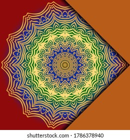 Plantilla De Tarjeta Con Patrón De Mandala. Para tarjeta de visita, clase de meditación. Ilustración. Vector
