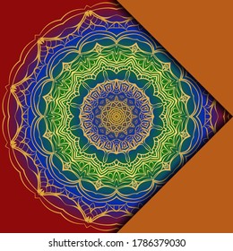 Kartenvorlage mit Mandala-Muster. Für Visitenkarte, Meditationsklasse. Illustration. Vektorgrafik