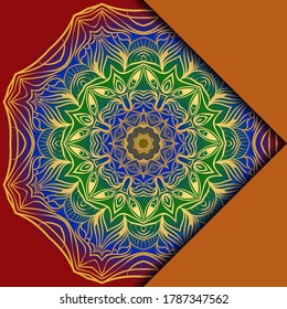 Plantilla De Tarjeta Con Patrón De Mandala. Para tarjeta de visita, clase de meditación. Ilustración. Vector