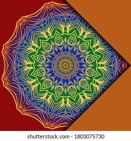 Kartenvorlage mit Mandala-Muster. Für Visitenkarte, Meditationsklasse. Illustration. Vektorgrafik