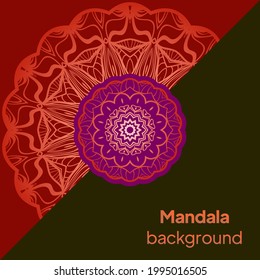 Card template with mandala pattern. Decorative openwork filigree art, lace background for Wedding, Valentine's day greeting cards, Birthday Invit. vector