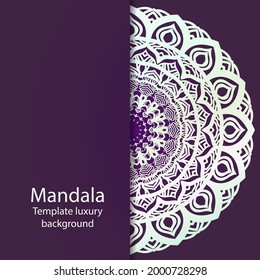 Card template with mandala pattern. Decorative openwork filigree art, lace background for Wedding, Valentine's day greeting cards, Birthday Invit. vector