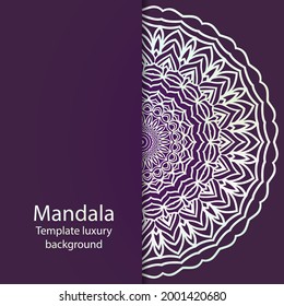 Card template with mandala pattern. Decorative openwork filigree art, lace background for Wedding, Valentine's day greeting cards, Birthday Invit. vector