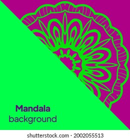 Plantilla de tarjeta con patrón de mandala. Arte decorativo de fibra de vidrio, fondo de encaje para Bodas, tarjetas de felicitación de San Valentín, Invitación de cumpleaños. vector