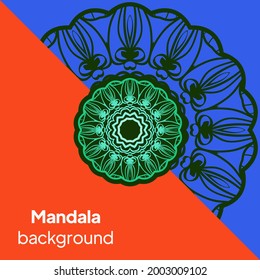 Plantilla de tarjeta con patrón de mandala. Arte decorativo de fibra de vidrio, fondo de encaje para Bodas, tarjetas de felicitación de San Valentín, Invitación de cumpleaños. vector