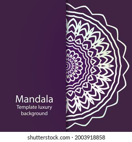Plantilla de tarjeta con patrón de mandala. Arte decorativo de fibra de vidrio, fondo de encaje para Bodas, tarjetas de felicitación de San Valentín, Invitación de cumpleaños. vector
