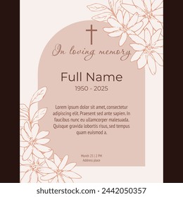 Card template with orange flowers and cross