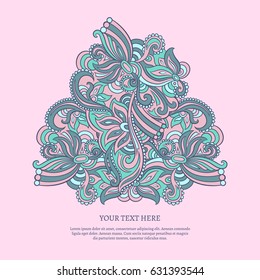 Card template with oriental ornament in form of triangle. Decor for your design
