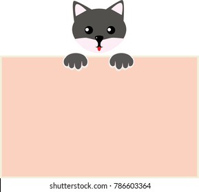 Card template with a peeking kitten