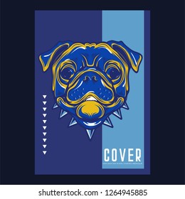 Card template with portrait of a cheerful dog. Vector illustration