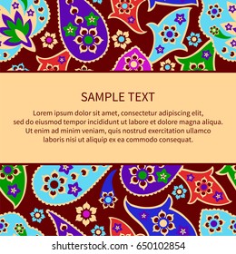 Card template, postcard, poster, invitation, greetings on seamless background with place for text,  traditional Oriental style