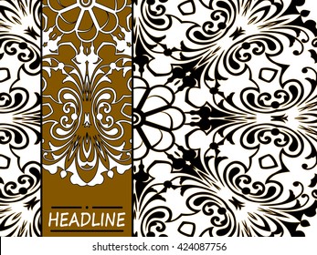 Card template for printing on fabric or paper, for greeting cards for wedding, holiday, presentation. Hand-drawn background. Islam, Arabic, Indian, Ottoman motifs. Ethnic, motives, pattern, ornament.