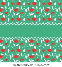Card template with red flowers