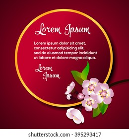 Card template with sakura  Vector Illustration