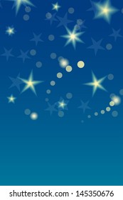 Card template with shiny stars and the night sky. Great holiday background. Eps10 vector illustration.