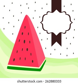 card template with a slice of watermelon and place for text