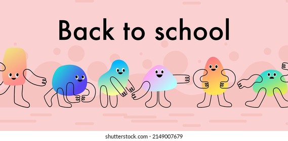 Card template with slogan back to school. Element of the call to study. Vector design for students, pupils and children. Flat style illustration