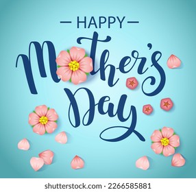Card template with text message With Happy Mother's day and cherry flowers