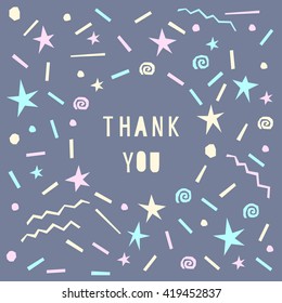 Card template. Thank you card. Abstract thank you. Abstract handmade letters pattern. Hand drawn thank you card. Hand made thank you letters. Card. Hand made thanks letters. Childish card background