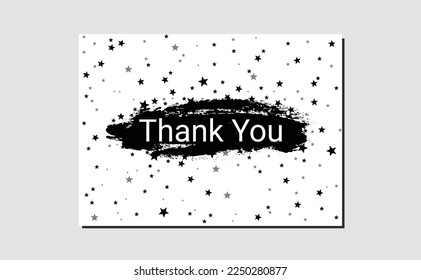 Card template thank you brush stroke and star element abstract texture background.