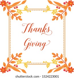 Card template of thanksgiving, with decorative of autumn leaves frame. Vector