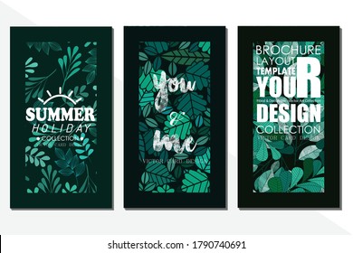 Card template tropical green color vector illustration design wallpaper background collection