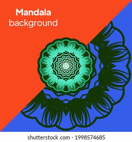 card template with vector illustration of mandala and hand lettering for the Ashtanga yoga studio. Stylish visit card, banner, poster, label, invitation, or gift card.