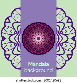 card template with vector illustration of mandala and hand lettering for the Ashtanga yoga studio. Stylish visit card, banner, poster, label, invitation, or gift card.