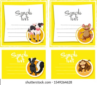 Card template wth cute animals illustration