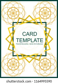 Card templates floral decorative vector art collection golden color pattern and white color background design