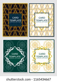 Card templates floral decorative vector art collection white gold blue and green color pattern background design set