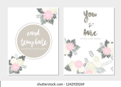 Card templates flower pastel color illustration design