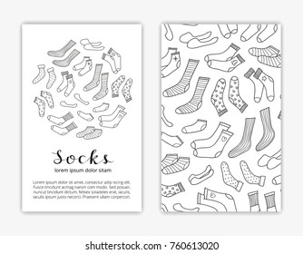 Card templates with hand drawn outline socks. Used clipping mask.