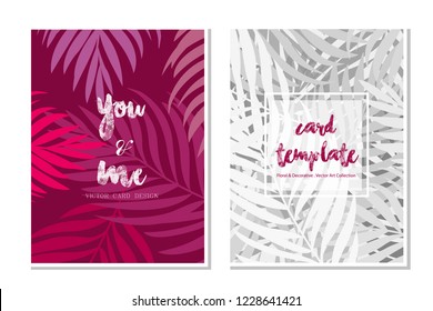 Card templates leaves pastel color illustration design