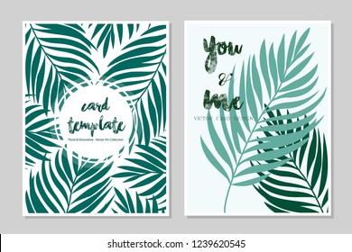 Card templates leaves pastel color illustration design