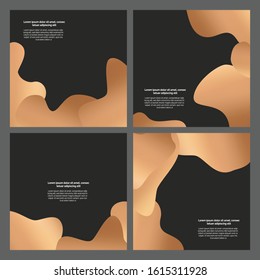 Card templates set with bronze waves metalic polish. Universal design