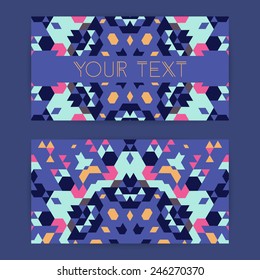 Card templates set with geometric,arabic ornament.Vector modern background