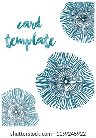 Card templates tropical leaves blue color  design illustration